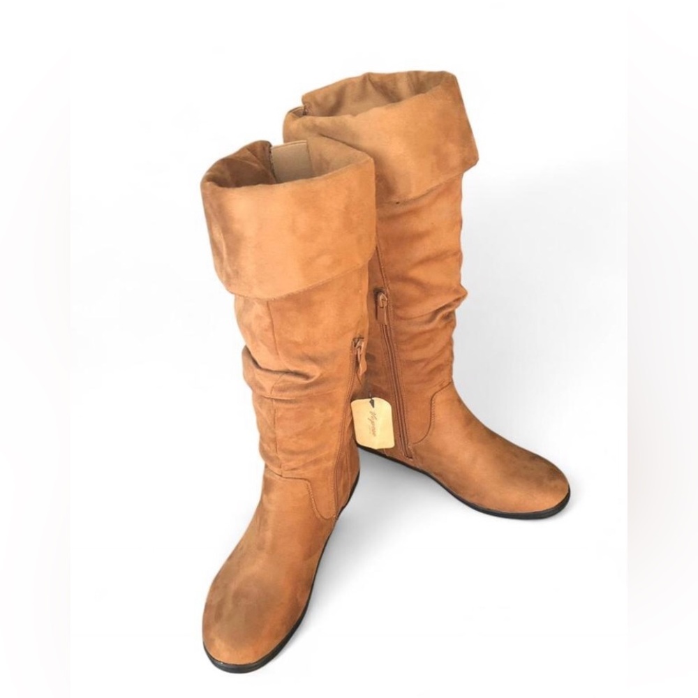 Vepose Women’s Camel Knee High Comfortable Boots Suede Slouch Flat Boots Sz 6.